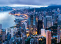 hong kong city view from the peak at twilight