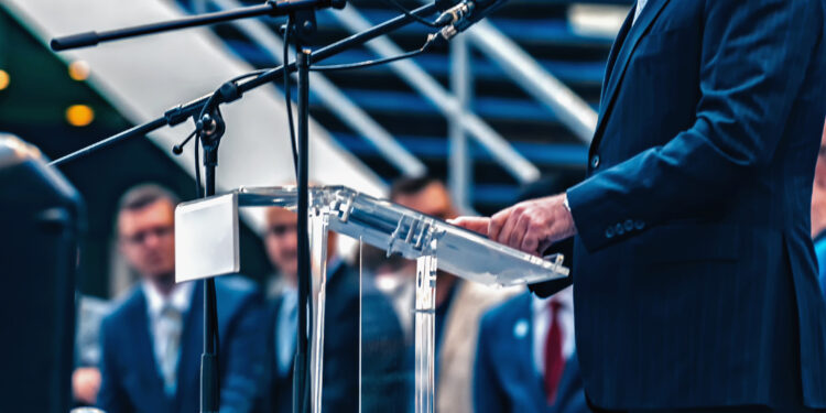 male speaker on the stage