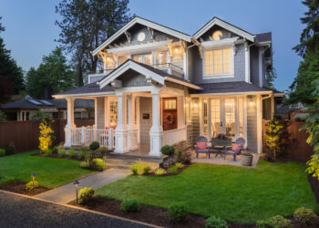 beautiful home exterior at night