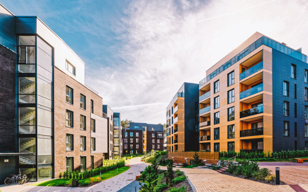 eu modern european complex of apartment buildings