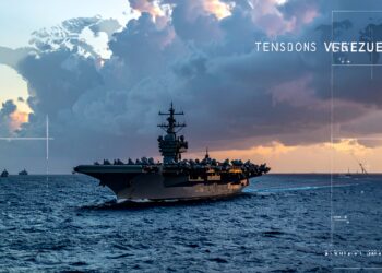 firefly a cinematic wide shot of the uss gerald r. ford steaming in open caribbean blue water 791456