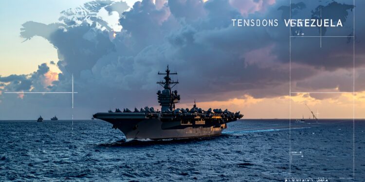 firefly a cinematic wide shot of the uss gerald r. ford steaming in open caribbean blue water 791456