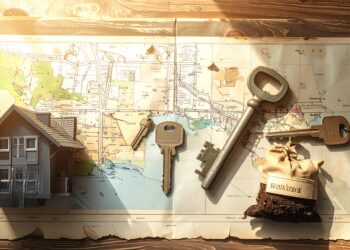 firefly a realistic photographic flat lay from a top down perspective. a classic, faded map o 557959