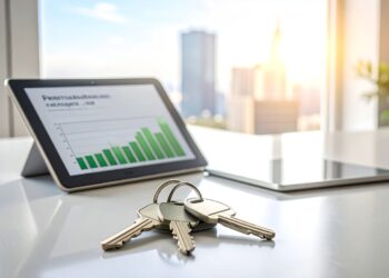 firefly a realistic, professional photograph of a clean, modern desk. in the foreground, a se 573694