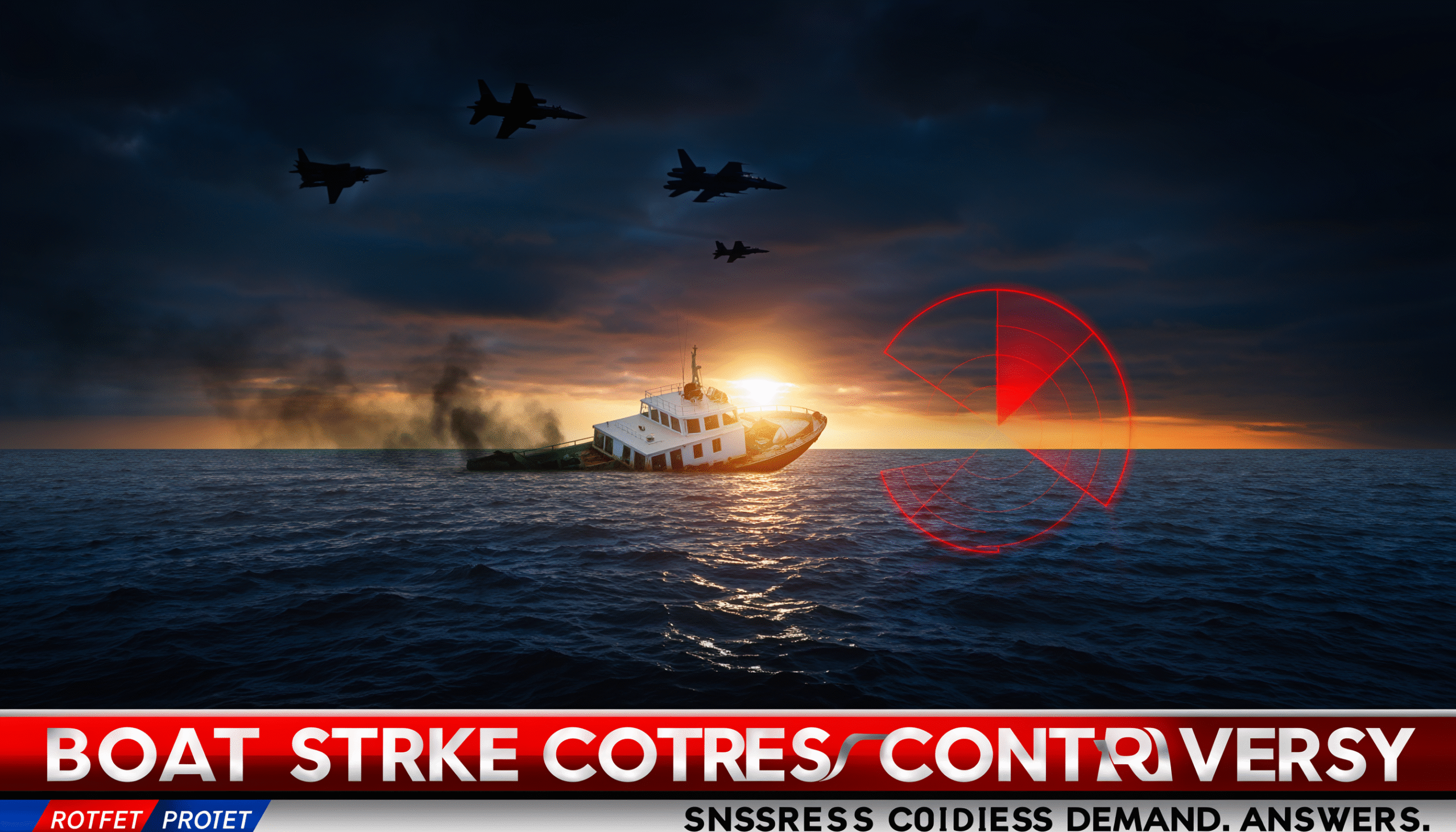 firefly cinematic breaking news thumbnail about u.s. military controversy. dark ocean backgro 589213