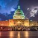 firefly create a high quality thumbnail showing the u.s. capitol at night with glowing lights 534285