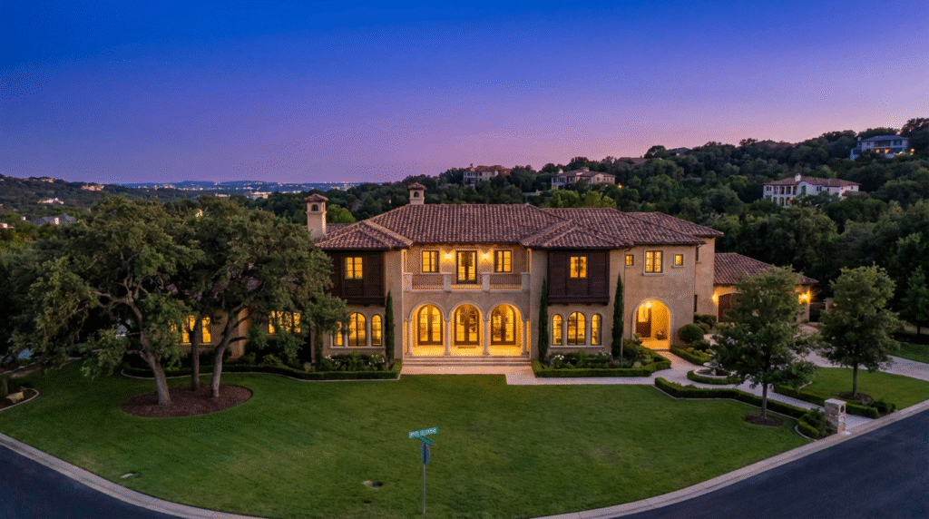 firefly gemini flash a grand, elegant mediterranean style estate at dusk in the oakland hills. the house f 965081