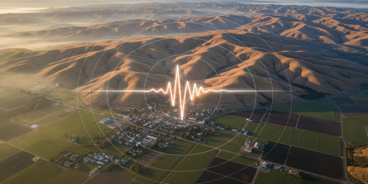 firefly gemini flash a highly realistic aerial view of central california terrain at sunrise, soft golden 797237