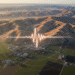 firefly gemini flash a highly realistic aerial view of central california terrain at sunrise, soft golden 797237
