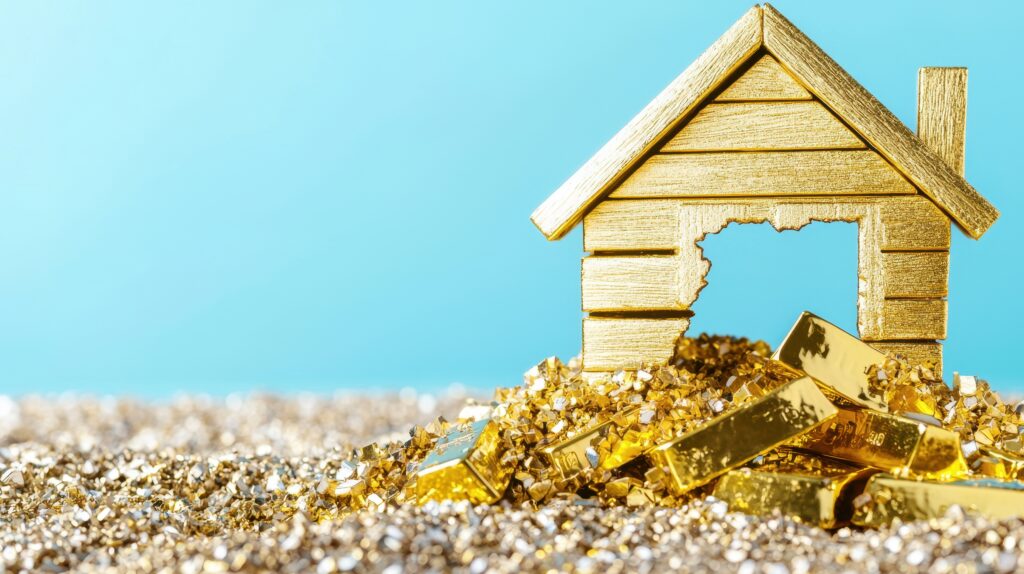 Mortgage Rate Forecast 2026–2027: Will Rates Finally Come Down? golden house on a pile of gold bars and nuggets
