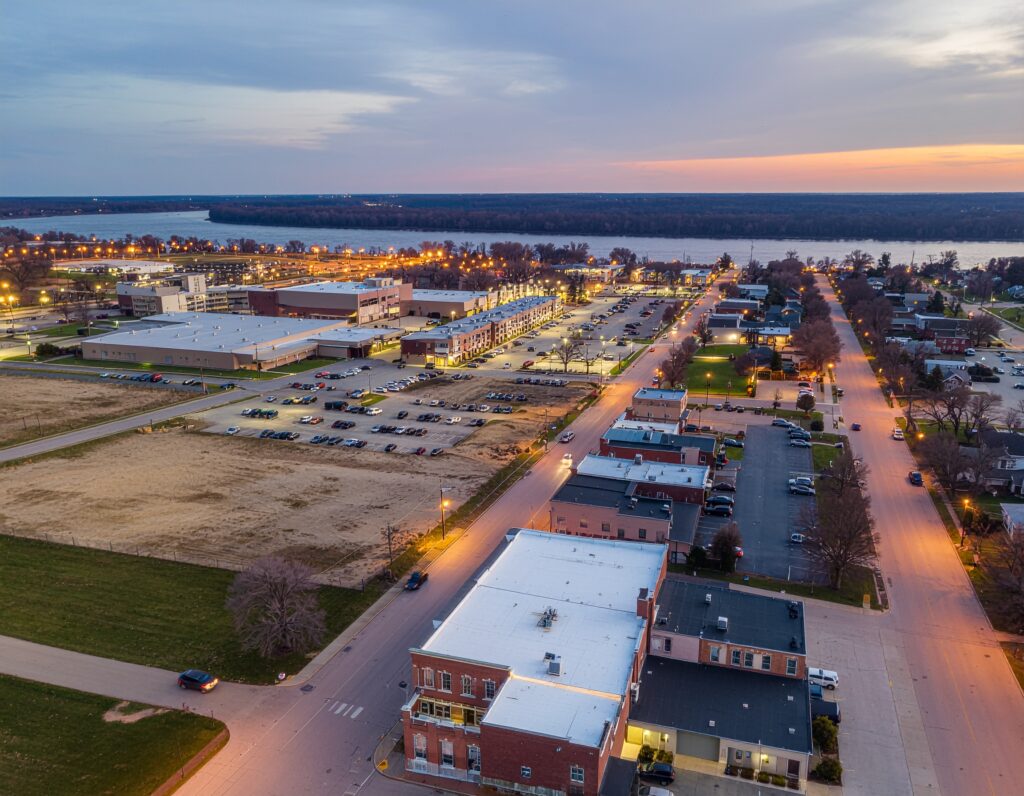 firefly a compelling aerial dusk shot capturing the evolving landscape of the metro east reg 237884
