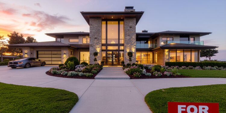 firefly a dramatic, wide angle shot of a breathtaking, modern luxury mansion in atherton or w 237884