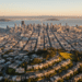firefly a full screen, ultra wide cinematic aerial view of san francisco at golden hour. the 796106