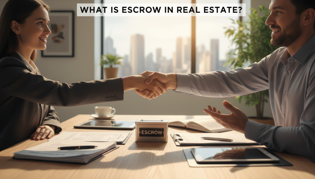 firefly create an eye level scene of a buyer and seller shaking hands across a table with pap 139598