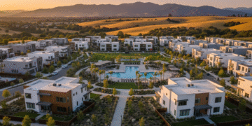 firefly gemini flash a cinematic ultra realistic aerial shot of a modern master planned community in morga 722566