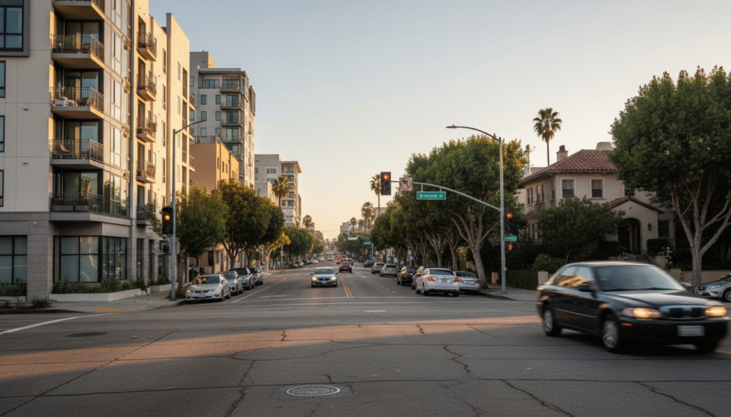 firefly gemini flash a hyper realistic street level photo of a busy california city block with new mid ris 775402