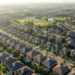 firefly gemini flash aerial view of a busy suburban neighborhood, morning sunlight, realistic detail, cris 845269