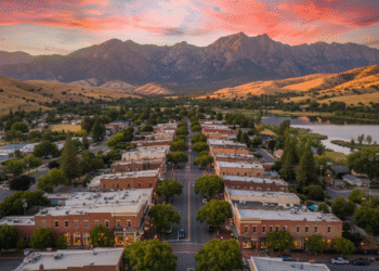 firefly gemini flash breathtaking aerial golden hour photography of a peaceful small california town nestl 51672