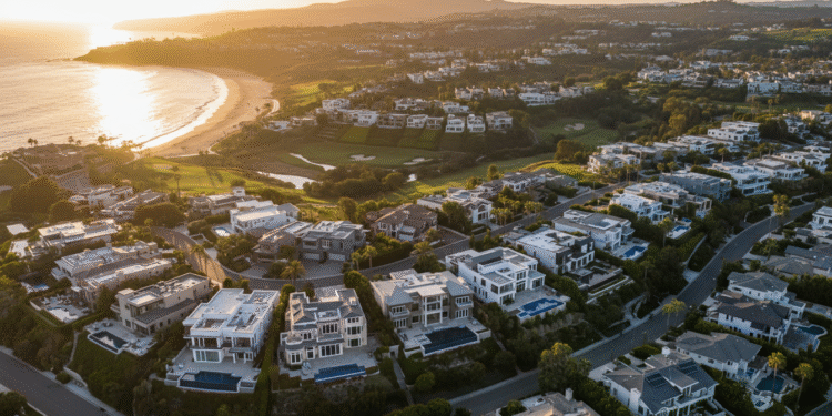 firefly gemini flash cinematic ultra realistic aerial shot of california luxury homes across multiple coun 896600