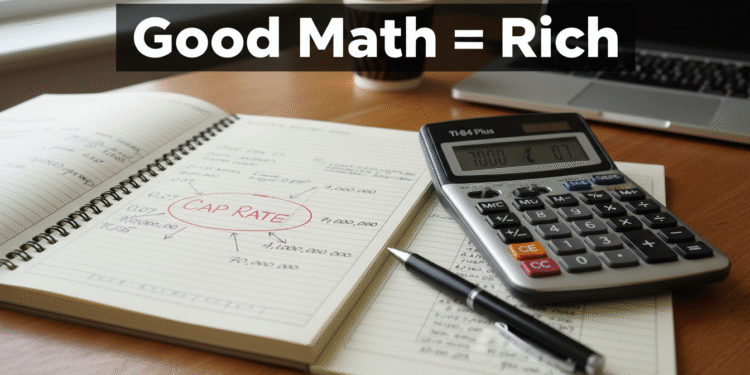 firefly gemini flash closeup shot of a calculator and handwritten notes on a desk. the words “cap rate” ar 236262