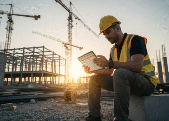 firefly gemini flash ground level shot of a developer reviewing financial spreadsheets on a tablet at a co 905247