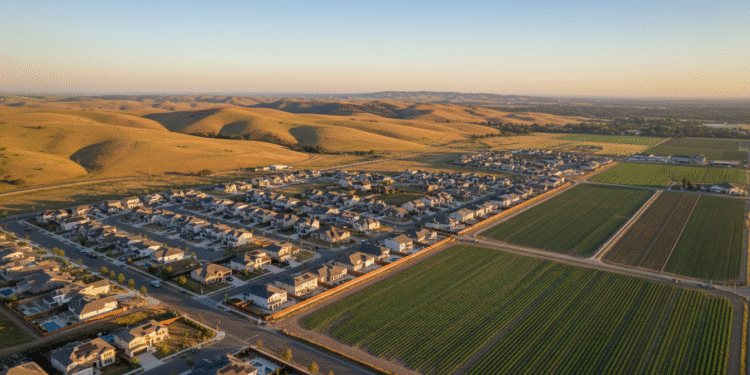 firefly gemini flash real estate aerial view of hollister california showing rolling hills, new home devel 722566