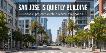 firefly gemini flash street level urban scene in san jose california, modern city street with mixed reside 722566