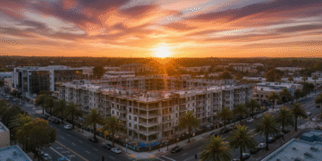 firefly gemini flash ultra realistic golden hour aerial view of a modern apartment complex under construct 608745
