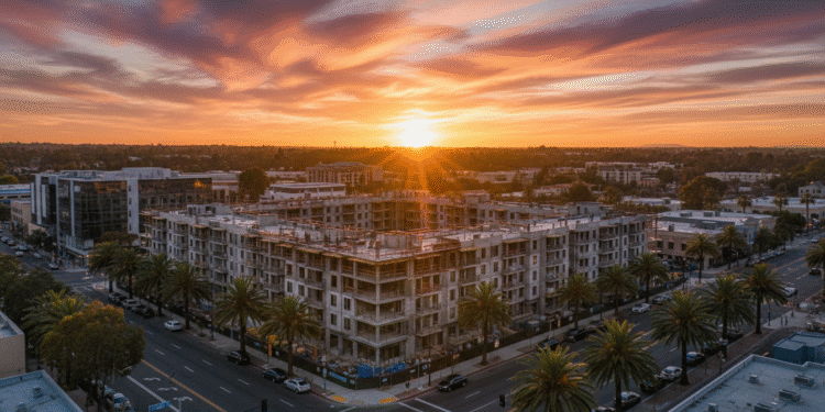 firefly gemini flash ultra realistic golden hour aerial view of a modern apartment complex under construct 608745