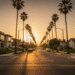 firefly ultra cinematic street level view of a california neighborhood at sunset showing a sh 405339